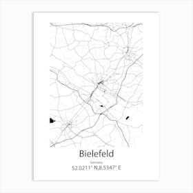 Bielefeld,Germany Minimalist Map Art Print