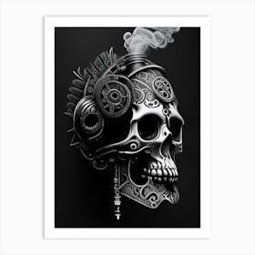 Skull With Intricate Henna 1 Designs Pink Stream Punk Art Print
