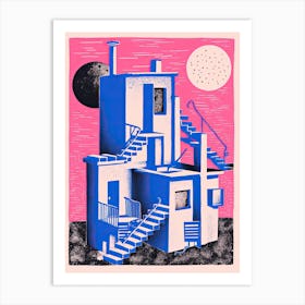 A House In Buenos Aires, Abstract Risograph Style 1 Art Print