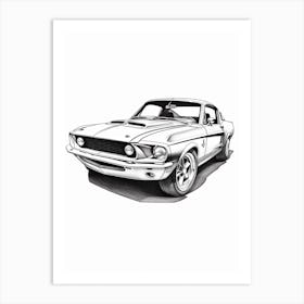 Ford Mustang Line Drawing 10 Art Print