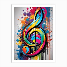 Colorful Music Clef Art Print