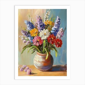 Oil Painting Of Spring Flowers In A Vase 1 Art Print