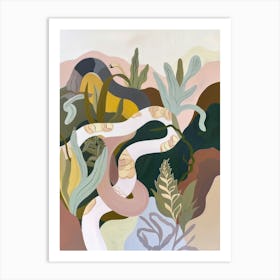 Snakes Pastels Jungle Illustration 2 Art Print