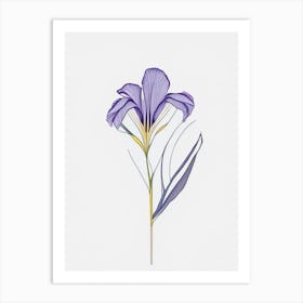 Iris Floral Minimal Line Drawing 5 Flower Art Print