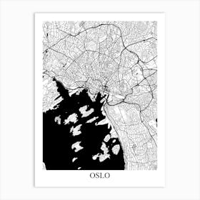 Oslo White Black Art Print