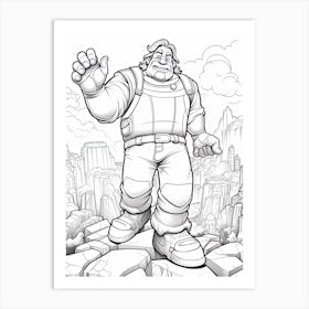 The Land Of The Giants (Gulliver Mickey Fantasy Inspired Line Art 1 Art Print