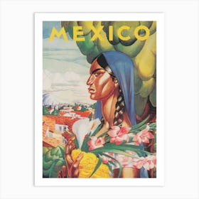 Mexican Woman Vintage Travel Poster Art Print