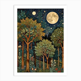 William Morris Moonlight Forest 5 Art Print