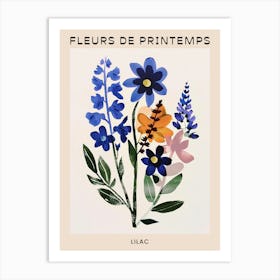 Spring Floral French Poster  Lilac 1 Art Print