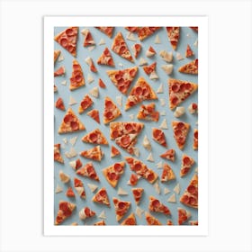 Pizza Slices On A Blue Background Art Print