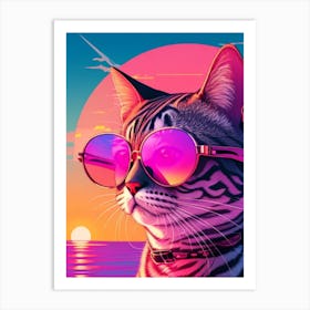Cat And Sunset Art Print