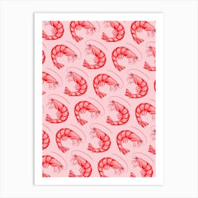 Troupe Of Shrimps Blush Art Print