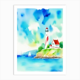 Watercolor Lighthouse 2 Art Print