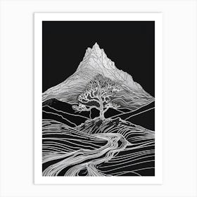 Creag Meagaidh Mountain Line Drawing 3 Art Print