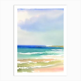 Newquay Beach 3, Cornwall Watercolour Art Print