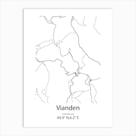 Vianden,Luxembourg Minimalist Map Art Print