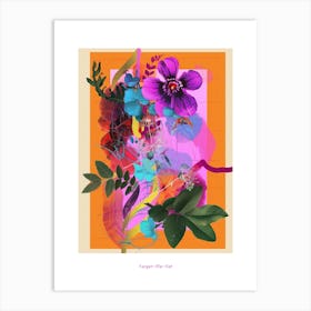 Forget Me Not 3 Neon Flower Collage Poster Art Print