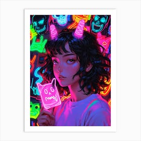 Neon Girl 5 Art Print