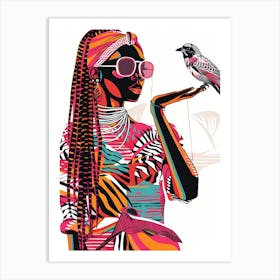 Woman With Bird Art Print