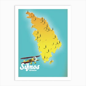 Sifonas Greece Travel map Art Print