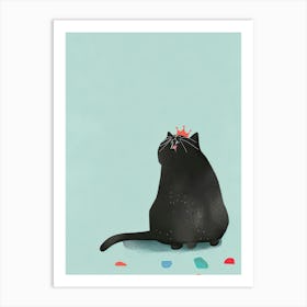 Black Cat With Crown 2 Art Print