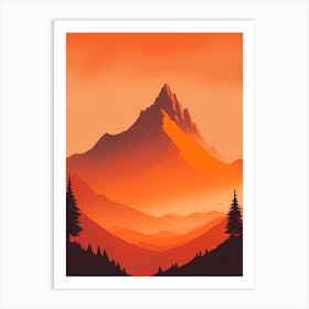 Misty Mountains Vertical Composition In Orange Tone 197 Art Print