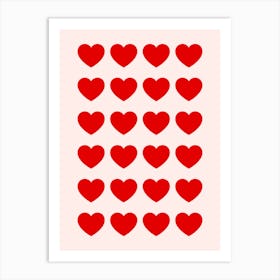 Red Hearts Pattern Art Print