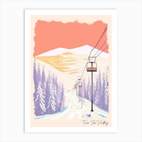 Poster Of Taos Ski Valley   New Mexico, Usa, Ski Resort Pastel Colours Illustration 1 Art Print