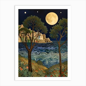 William Morris Moonlight Over The Sea 1 Art Print