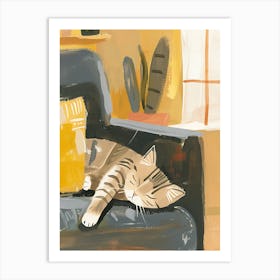 Cat Sleeping On Couch 1 Art Print