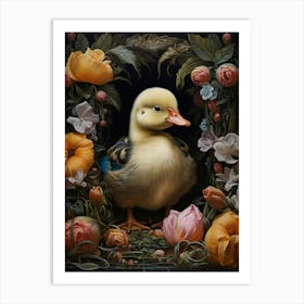 Floral Ornamental Duckling 4 Art Print