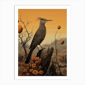 Dark And Moody Botanical Roadrunner 2 Art Print