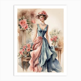 Vintage Woman In A Dress Art Print