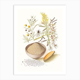 Mustard Seeds Spices And Herbs Pencil Illustration 7 Art Print