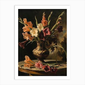 Baroque Floral Still Life Gladiolus 3 Art Print