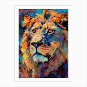 Asiatic Lion Portrait Close Up Fauvist Painting 4 Art Print