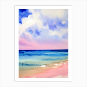 Injidup Beach, Australia Pink Watercolour Art Print