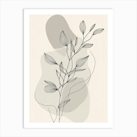 Line Drawing Of A Leaf 13 Art Print