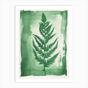 Green Ink Painting Of A Asparagus Fern 2 Art Print
