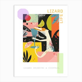 Lizard Drinking A Cocktail Modern Abstract Illustration 3 Poster Art Print