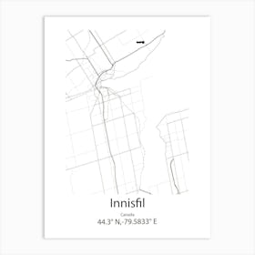 Innisfil,Canada Minimalist Map Art Print