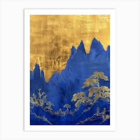 Gold And Blue Mountains Art Print