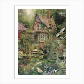 Fairy House Collage Pond Monet Scrapbook 3 Art Print