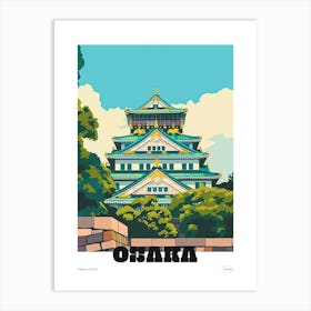 Osaka Castle 3 Colourful Illustration Poster Art Print