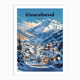 Courchevel France Ski Resort Digital Travel Illustration Art Print