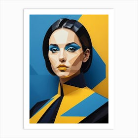 Geometric Woman Portrait Pop Art Fashion Yellow (20) Art Print