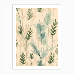 Green Botanic Pattern Art Print