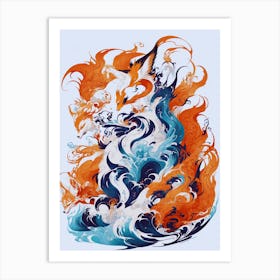 Fox In The Water2 Art Print