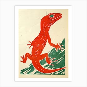 Red Mediterranean House Gecko Bold Block 3 Art Print