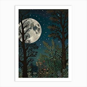 Moonlight In The Forest Style William Morris Art Print 9 Art Print